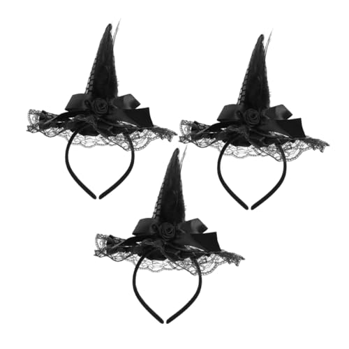 BESTonZON 3 Stück Teiliges Hexenhut Haarreif mit Zarter Spitzenverzierung Leichter Flexibler Halloween Haarreifen für Damen Bequeme Kopfbedeckung zum Party Cosplay-kostüm BESTonZON 3 Stück Teiliges Hexenhut Haarreif mit Zarter Spitzenverzierung Leichter Flexibler Halloween Haarreifen für Damen Bequeme Kopfbedeckung zum Party Cosplay-kostüm von BESTonZON