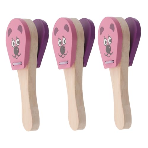 BESTonZON 3 Stück Teiliges Holz Klatschspielzeug mit Mausmotiv Leichte Hand Castagnetten aus Natürlichem Holz Kleines Percussioninstrument für Kleinkinder Fördert Rhythmus Koordination und von BESTonZON