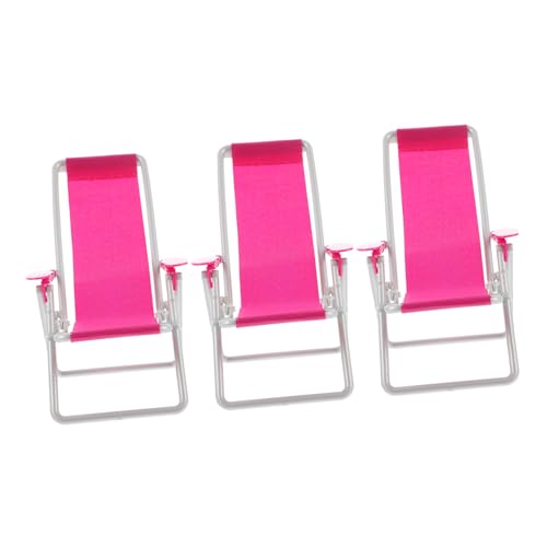BESTonZON 3 Stück Teiliges Mini Strandliegestuhl Puppenhaus Deko Niedliche Strandlounge für Mädchen und Jungen Sicher und Vielseitig als Foto Requisite und Wohnaccessoire von BESTonZON