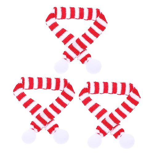 BESTonZON 3 Stück Teiliges Mini Weihnachtsschal aus Strapazierfähigem Stoff Dekorativ für Puppen Flaschen und Figuren Rot Weiß für Weihnachtsfeiern Themenpartys und Festliche Deko von BESTonZON