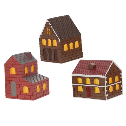 BESTonZON 3 Stück Teiliges Miniatur-Haus- Resin Feenhaus Figuren Mini Garten Accessoires Europäische Cottage Figuren Mikro Landschaft Dekoration Geeignet für Puppenhaus Terrarium und von BESTonZON