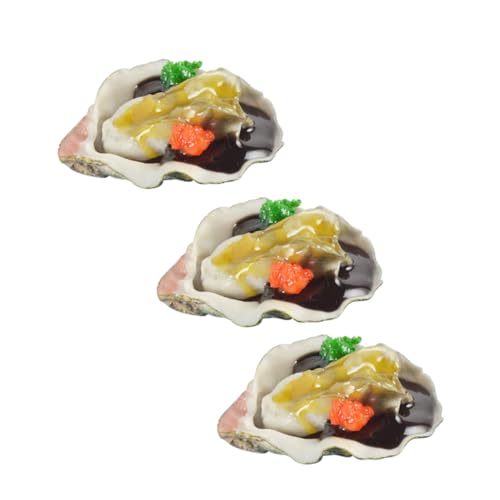BESTonZON 3 Stück Teiliges Realistisch Gestaltetes Austern Detailgetreues Simulation Seafood Modell für Tischdekoration Laden und Fotoprops Langlebig Leicht für Spielküchen und Ausstellungen von BESTonZON