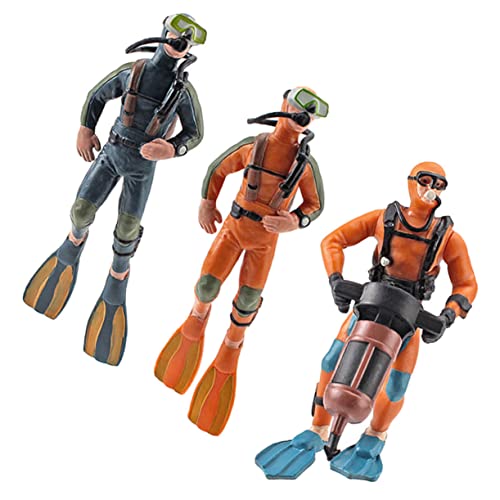 BESTonZON 3 Stück Teiliges Taucher Modell Aquarium Dekoration Schwimmende Unterwasserfigur Miniatur Fischbecken Deko Stabile Verarbeitung Realistische Taucher Figur für Aquarium und Teich von BESTonZON