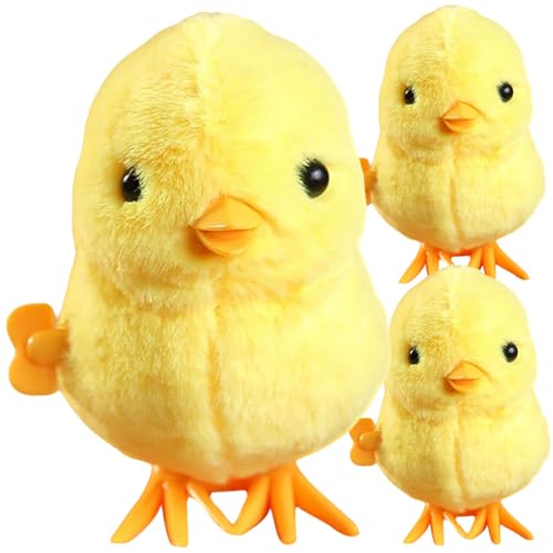 BESTonZON 3 Stück Velvet Jumping Chicken Tiere Lernspielzeug Für Tiere Interaktives Mini-Tier- Aufzieh Realistische Tierspielzeuge Yellow Plastik von BESTonZON