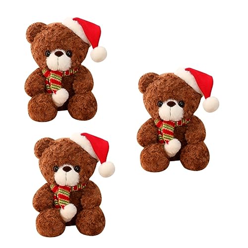 BESTonZON 3 Stück Weicher Weihnachtsbär Plüschtier aus Kuschelnde Festtagsdekoration für Weihnachten und von BESTonZON
