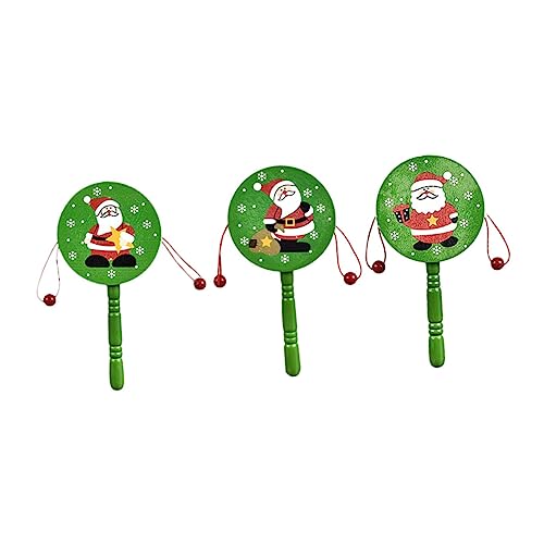 BESTonZON 3 Stück Weihnachtshandtrommel Aus Holz Chinesisches Traditionelles Chinesische Spielzeugtrommel Chinesische Rasseltrommel Für Holzinstrumente Hölzern Green von BESTonZON
