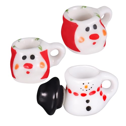 BESTonZON 3 Stück Weihnachtsspielzeug aus Keramik Mini winziges Porzellan Puppenhaus Tassen lustig Cute Decor bescherung Weihnachten weihnatsdeko Geschirr Festival-Requisiten von BESTonZON