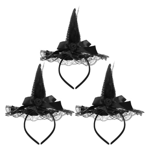 BESTonZON 3-teiliges Hexenkostüm-Hut-Stirnband: Halloween-Stirnband für Frauen – Hexenhut-Haarband – süßes Halloween-Haar-Accessoire für Party-Cosplay-Verkleidungsgeschenke BESTonZON 3-teiliges Hexenkostüm-Hut-Stirnband: Halloween-Stirnband für Frauen – Hexenhut-Haarband – süßes Halloween-Haar-Accessoire für Party-Cosplay-Verkleidungsgeschenke von BESTonZON