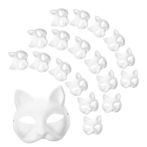BESTonZON 30 Stück Diy Katzenmasken Blanko Papiermasken für Kreative Bastelprojekte für Halloween Karneval und Cosplay Leicht und Bequem zu Tragen von BESTonZON