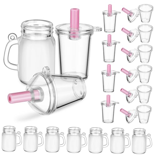 BESTonZON 30 Stück Miniatur Puppenhaus Tassen Teiliges mit Milchtee und Bierbechern aus Robustem Plastik für Rollenspiele und Kreative Spielstunden von BESTonZON