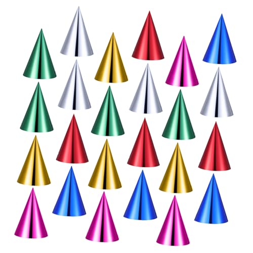 BESTonZON 30 Stück Teiliges Buntes Metallic-folien-papier-kegelhut Elastischem Band für Erwachsene und Umweltfreundlich Leichte Partyhüte für Geburtstag Weihnachten Hochzeit und Silvester von BESTonZON