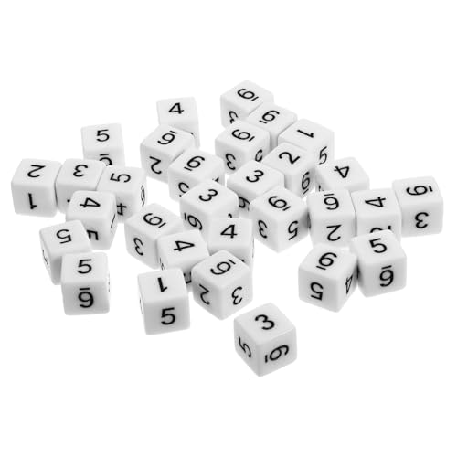 BESTonZON 30 Stück Zahlenwürfel Sechsseitige Würfel Platzwertwürfel Würfel Würfel Nummerierte Würfel Spiele Mathe Zahlen Würfel Klare Polyedrische Würfel Sechsseitiger Würfel Weiß Acryl von BESTonZON