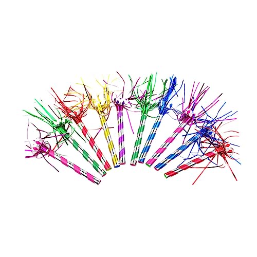 BESTonZON 30 Stück bunte Pfeife Quaste Schlag Drachen Lametta knackig Zinn pfeife party Kinderfest Lustige Trillerpfeifen funny toys Jubelpfiff Partyzubehör Plastik von BESTonZON