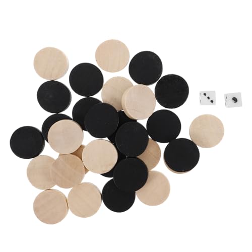 BESTonZON 30Stücke Holz Spielsteine Runde Schachfiguren Tragbares Zubehör für Brettspiele für Familie und Freunde Langlebig und Handlich von BESTonZON