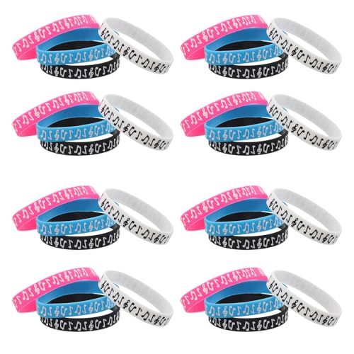 BESTonZON 32-teiliges Musiknoten-Armband: Musiknoten-Silikonarmbänder, Gummiarmbänder, Gastgeschenke, Preise, Süßigkeiten, Partydekorationen, Geburtstags-, Babyparty-Partygeschenk von BESTonZON