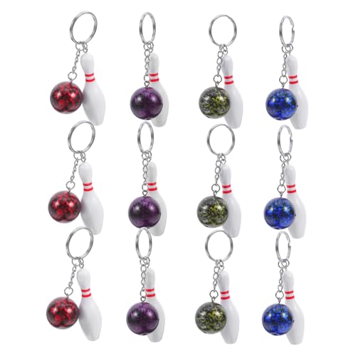 BESTonZON 36 Stück Teiliges Mini Bowling Schlüsselanhänger Bunte Sportanhänger Blau Lila Grün Rot Leichte und Robuste Schlüsselringe für Bowling Party Dekoration und von BESTonZON