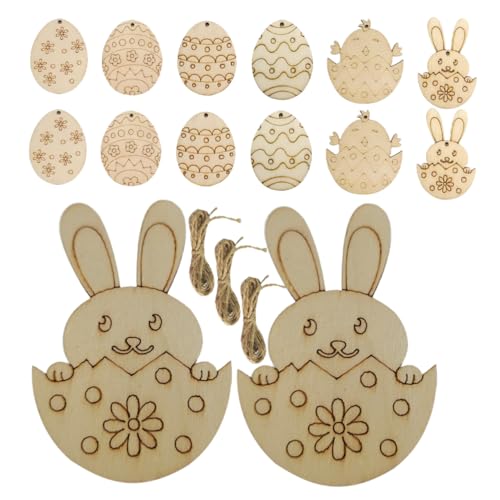 BESTonZON 36St Ostereier Fälschung Weihnachtsdekoration Urlaub Weihnachtsschmuck basteln für Ostern basteln zu Ostern Osterhandwerksvorräte Graffiti- für hölzern Beige von BESTonZON