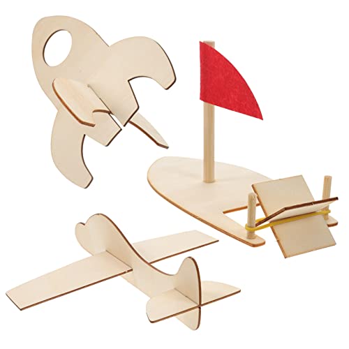 BESTonZON 3St DIY-Graffiti-Modell kreatives Puzzle-Modell Kinderflugzeugspielzeug Kinder bastelset Kinderspielzeug Spielset aus Holz Spielzeug für Kleinkinder Flugzeugmodell zusammenbauen 3D von BESTonZON