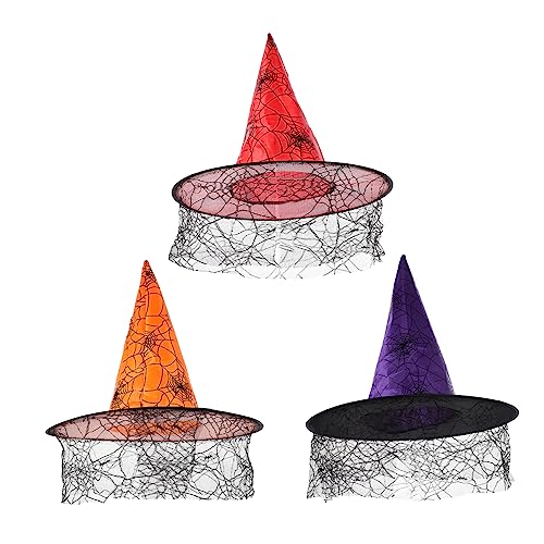 BESTonZON 3St Hexen Hut halloween costume halloween kleidung trauzeugengeschenke masken Halloween -Kopfbedeckung Halloween-Kopfbedeckungen Halloween-Requisiten Stilvoller Hut Spitzenstoff von BESTonZON