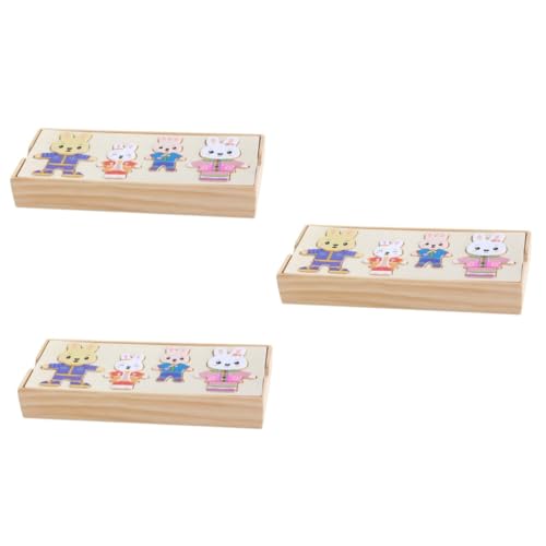BESTonZON 3St Holzpuzzle interaktives Spielzeug aufbewahrungsdose ineinander greifende Rätsel Kinder spielset Kinder rätsel Spielset aus Holz Puzzle-Spielzeug für Kinder Erkennungsspielzeug von BESTonZON