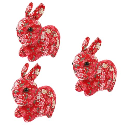BESTonZON 3St Jahr des Hasen-Maskottchens Plüschpuppe chinesisches neujahrskaninchen Hasen Kuscheltier hasenpuppe Ornament Geschenke neues Jahr stofftier Kaninchen Spielzeug Haushalt von BESTonZON
