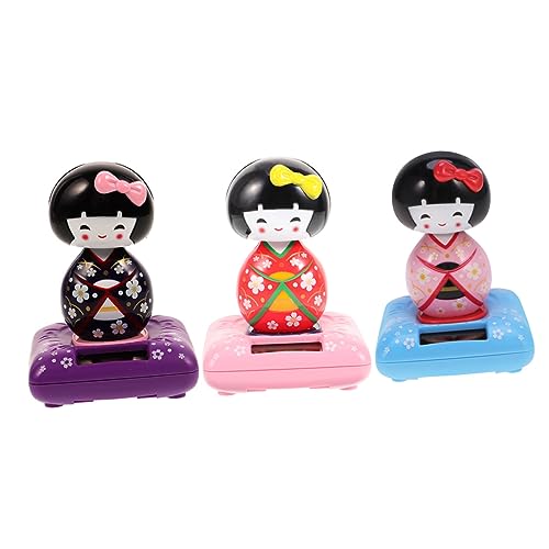 BESTonZON 3St Kimono-Puppenschmuck Figur kleine Kimono-Puppenstatuen wackelpuppe car Decoration Kleine Kimono-Puppendekorationen aus Kunststoff Kimono-Puppenornament aus Kunststoff Plastik von BESTonZON