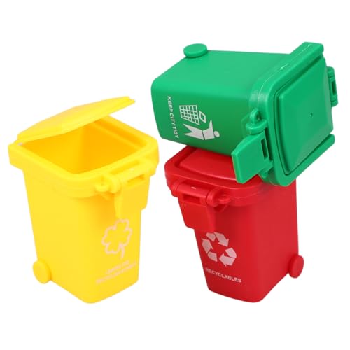 BESTonZON 3St Mini-Mülleimer für kleine Hausmülltonnen Kinderwagenspielzeug Mini-Auto- Kindergarten Mini Abfalleimer Mülleimer Kleiner Mülleimer Abs von BESTonZON