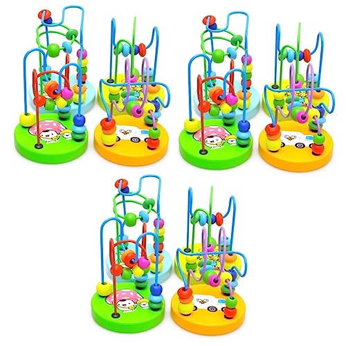 BESTonZON 3St Kinder Perlen Spielzeug Kinder holzspielzeug holzspielzeug Rätsel Spielzeuge Mini-Perlenpuzzle Labyrinth aus Holzperlen hölzern Korn runde Perlen Kleine Perlen Bambus von BESTonZON