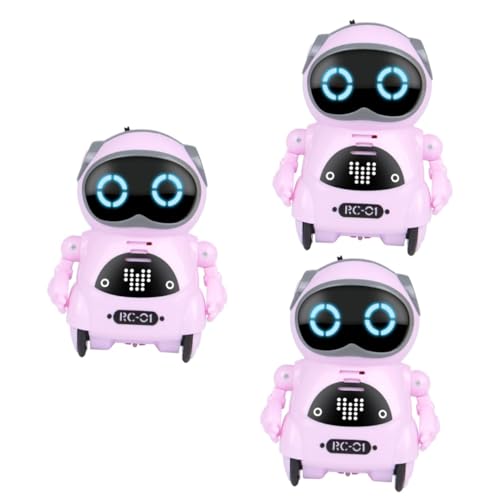 BESTonZON 3St Mini-Roboter Habit gewohnheiten muzzel Repeat + kocher batteriebetrieben Robot kit RC-Roboter für Kinder Sound-Control-Roboter Walk-Dance-Roboter Multifunktion Modell Rosa von BESTonZON