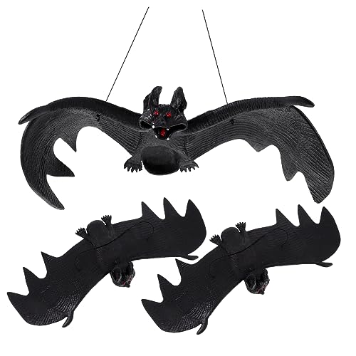 BESTonZON 3St Simulations-Fledermaus-Anhänger Halloween- Tür Fledermausfigur draußen Fledermaus-Statue Halloween wanddeko Halloween basteln Dekoration hängen Partyschmuck Gummi Black von BESTonZON