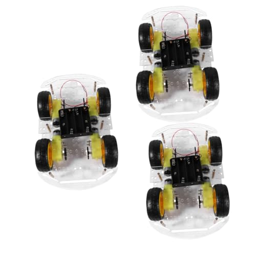 BESTonZON 3St Smart-Car-Chassis mit Vier Rädern Robots for kinderroboter Roboterräder Chassis-Kit selbst ferngesteuerte Autos Modelle Fernbedienung Suite Rad Zubehör Modellauto Plastik von BESTonZON