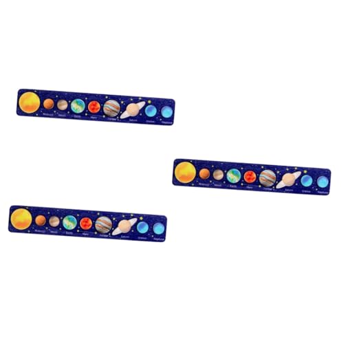 BESTonZON 3St Sonnensystem-Puzzle Kinderspielzeugpuzzles Spielzeug für Kinder im Sonnensystem interaktives Spielzeug Kinder Puzzle Memory Kinder rätsel Spielset aus Holz passendes Holzpuzzle von BESTonZON