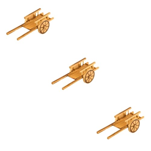 BESTonZON 3St Trolley-Modell Spielset aus Holz Mini-Bauernwagen Kinderspielzeug Kinder schubkarre Modelle Einkaufswagen winziges Wagenmodell Modell-Miniatur-Dekor Flachbett-LKW schmücken von BESTonZON