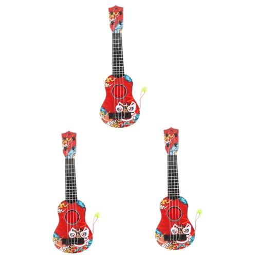 BESTonZON 3St Ukulele für Kinder kinderinstrumente Kinder musikinstrumente Gitarre Spielzeug Simulations-Ukulele Ukulele zum Verschenken Platz Modell Saiteninstrument Kleinkind Plastik rot von BESTonZON