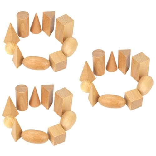 BESTonZON 3St Holzgebäude interaktives Spielzeug kreativität Geometrische 3D-Körper 3D geometrische Formen Kinderspielzeug Mini-Spielzeug geometrisches Spielzeug Kind bausteine schmecken von BESTonZON