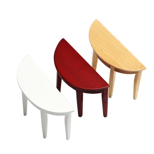 BESTonZON 3St puppenhaus Halbrunder Tisch kinderzimmermöbel Dekoration Schlafzimmer wohnraumdeko tablez Mini-Dekoration Miniatur-Esstisch klappbarer Tisch Miniaturmöbel Puppenmöbel hölzern von BESTonZON