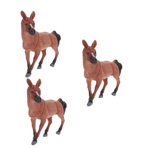 BESTonZON 3St simulierte Tierornamente Ziegenstatue Wildtier-Sammelfigur Spielzeug Modelle Pferdefigur Das kognitive Modell des Pferdes die Kuh schmücken Plastikpferd Simulationspferd Kind von BESTonZON