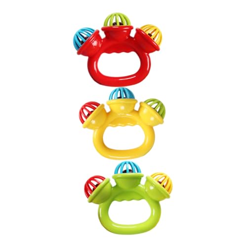 BESTonZON 3st Beruhigende Spielsachen Greifen Sie Den Shaker Sensorisch Geräuscherzeugende Lärmmacher Käfigglocke Mit Griff Sportliche Handschüttler Beschwichtigen Baby Handglocke Plastik von BESTonZON