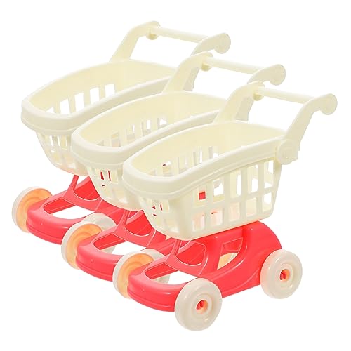 BESTonZON Miniatur-einkaufswagen-Ornament-Set – 3-teiliges Kinderspielzeug Für Mädchen – Simulation Eines Mini-hauswagens von BESTonZON