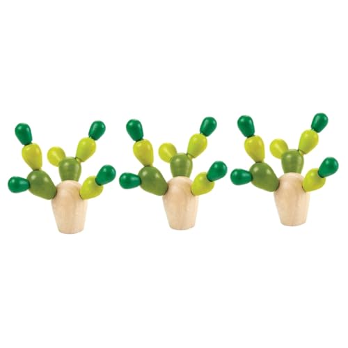 BESTonZON 3St balancierender Kaktus aus Holz Cactus Toy Cactus Spielzeug kinderspielzeuge Toys Children Toys Birthday Gifts Bausteine Puzzlematte Balance Blöcke Feigenkaktus Bambus von BESTonZON