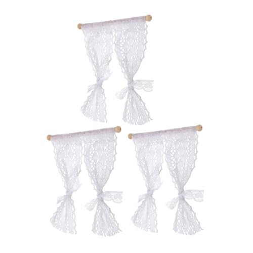 BESTonZON 3st Modell Puppenhaus-fenstervorhänge Mini-Vorhang Für Kleines 1:12 Puppenhausmöbel Mini- -fenstervorhang Türvorhänge Mini-vorhänge Türgitter Kleiner Vorhang Spitze Ob11 Miniatur von BESTonZON