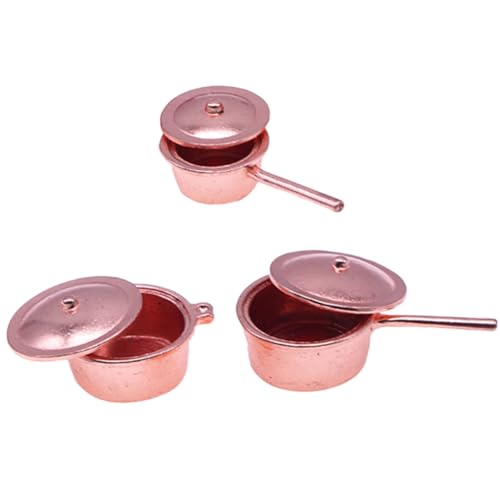 BESTonZON 3st Nachahmung Topf Miniaturtöpfe Für Die Küche Mini-kochgeschirr Mini-kochgeschirr Für Mini-kochgeschirr Für Die Küche Miniaturtöpfe Küche Miniherde Metall von BESTonZON