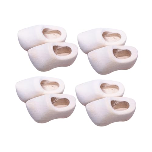 BESTonZON 4 Paare Mini Holzschuhe DIY Bastelbedarf Unfertige Blank Holzschuhe Puppenhaus Zubehör Detailreiche Handwerksstücke für Puppenhaus Dekoration von BESTonZON
