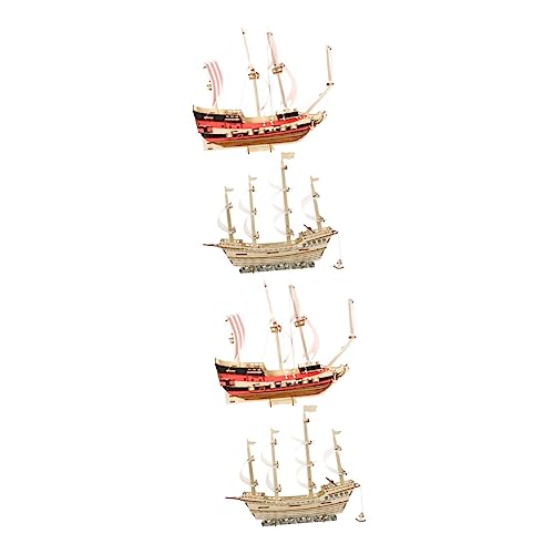 BESTonZON 4 Sätze 3D-Segelpuzzle Modellboote zum Bauen für Erwachsene 3D-Puzzles für Kinder Segelschiff modellbausatz Kinder holzpuzzle Kinder rätsel Modelle Holzboot Bausatz für Modellboote von BESTonZON