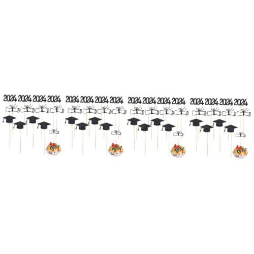 BESTonZON 4 Sätze Graduierungskappe-Kuchendekoration Kuchenstand Grad Partyzubehör Cupcake -Stand erster Geburtstag kinderdecken abschlussfeier swor Grad Cupcake Topper Kuchenverzierung Holz von BESTonZON