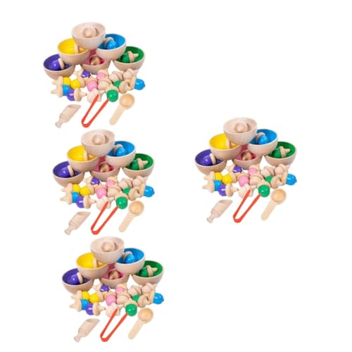 BESTonZON 4 Sätze Gyro-Farbklassifizierung Farbstapelspielzeug passendes Fähigkeitenspielzeug sensorisches Training Kinderspielzeug Erkennungsspielzeug Farbzählspielzeug hölzern Kreisel Holz von BESTonZON
