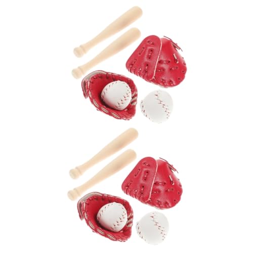 BESTonZON 4 Sätze Handschuh für Baseballschläger Mini-Baseball Miniaturspielzeug Baseball Handschuhe Kinder Mini baseballschläger Ornament Fäustlinge für Kinder Mini-Sportspielzeug Kuchen von BESTonZON