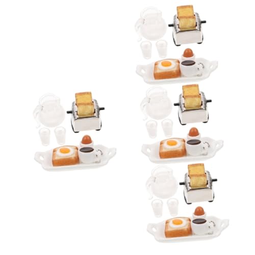 BESTonZON 4 Sätze Mini-Frühstücksset Brotbackmaschine Spielzeuge Modelle Miniszene-Brotmaschinenmodell für Puppenhaus Miniaturdekoration Zubehör schmücken einstellen Harz von BESTonZON