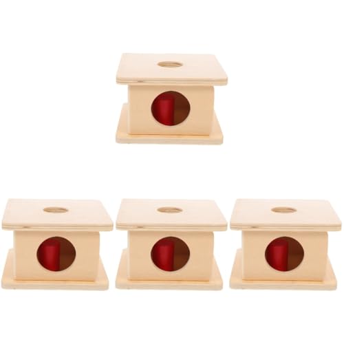 BESTonZON 4 Sätze Montessori-lehrmittel Aus Holz Lernspielzeug Vorschulspielzeug Feinmotorik-Spielzeug Spielzeuge Auge-Hand-koordinationsfähigkeiten-Spiel Kind Blöcke Hölzern Puzzle Rot von BESTonZON