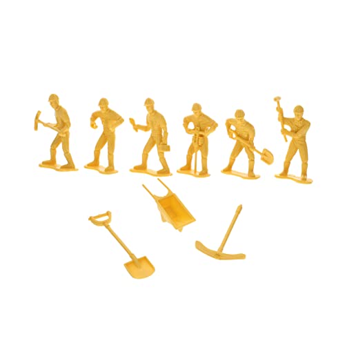 BESTonZON 4 Sätze Simulation Engineering Suite Personenmodell Technische Puppe Mini-People-Modelle Engineering-Mann-Modell Stehende Kleine Leute Kunststofftechnik Männermodell Yellow Plastik von BESTonZON